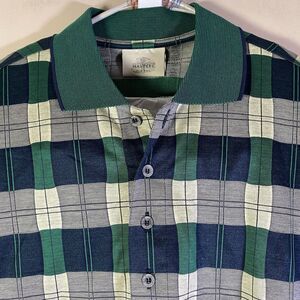 Masters St. Andrews Golf  Polo Shirt Mens Large Green Check Old Course  Italy